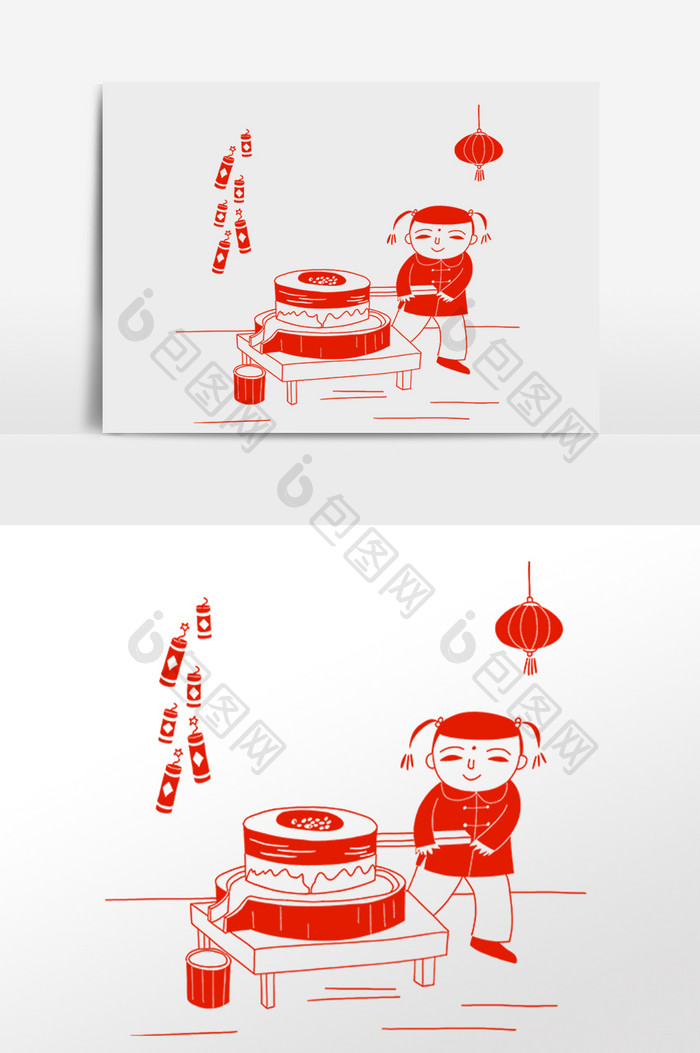 剪纸风新年习俗做豆腐