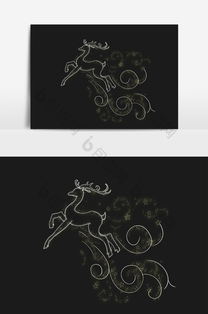 圣诞节荧光花纹小鹿图片图片