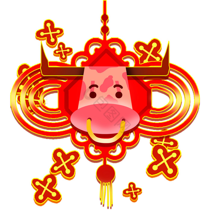 新年春节牛年中国结挂件图片
