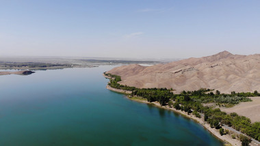 大气新疆风光湖水高山旅游片头风景