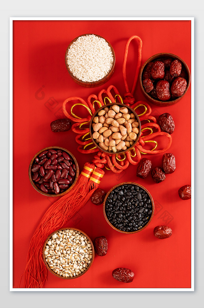 腊八节腊八食材中式风格红色背景图片图片