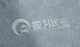 墙面上的雕刻内陷logo样机