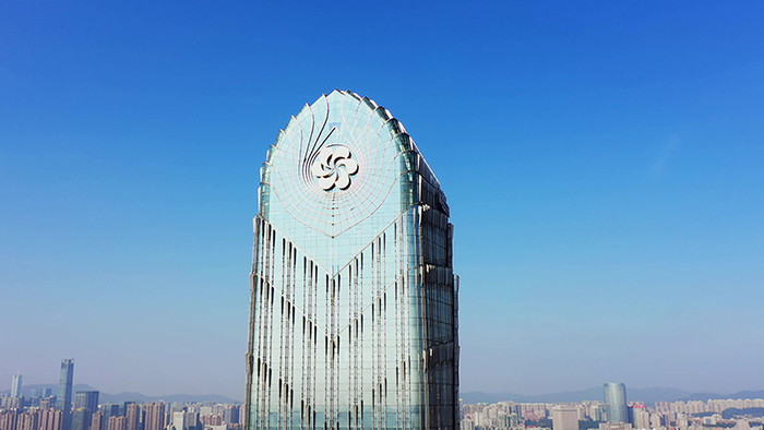 4K航拍广州广交会大厦商务大楼CBD视频
