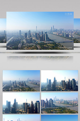 4K航拍广州晴朗天空下的城市风光视频素材图片