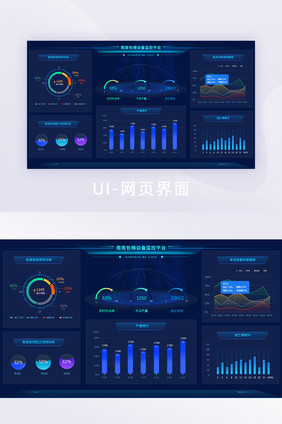 蓝色科技感可视化数据界面