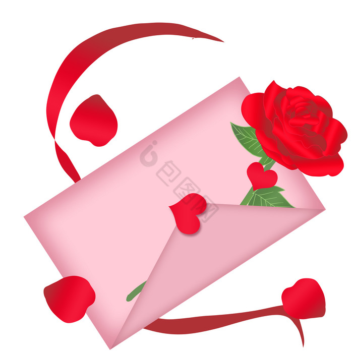 情人节玫瑰花表白信封图片