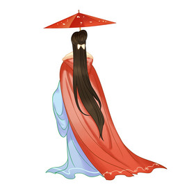 冬季古风古装美女背影