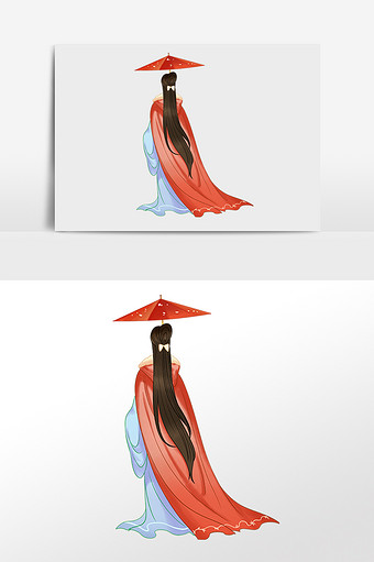 冬季古风古装美女背影