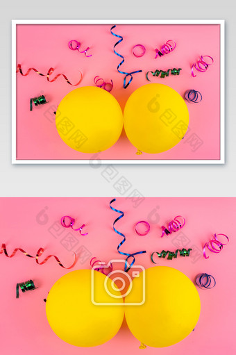 彩色气球丝带摄影图图片