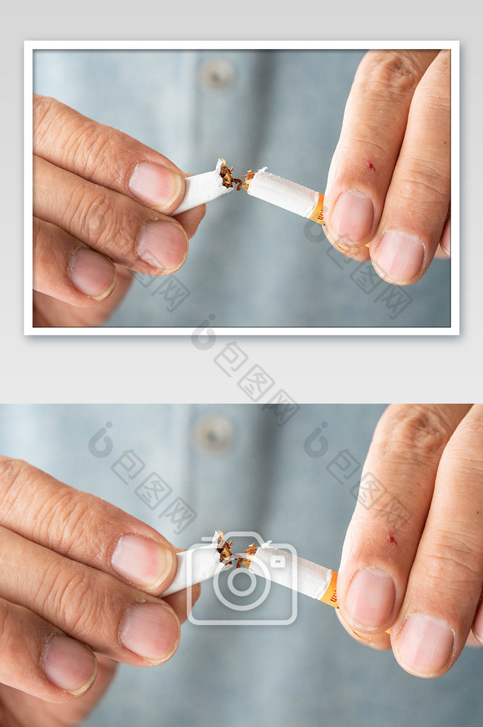 掰断香烟戒烟摄影图