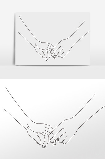 情人节线描情侣拉手
