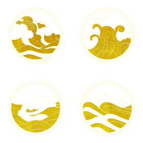 金色圆形海浪花纹
