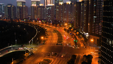 唯美城市夜景风光车流建筑灯火璀璨