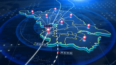 江苏地图辐射区域定位AE模板