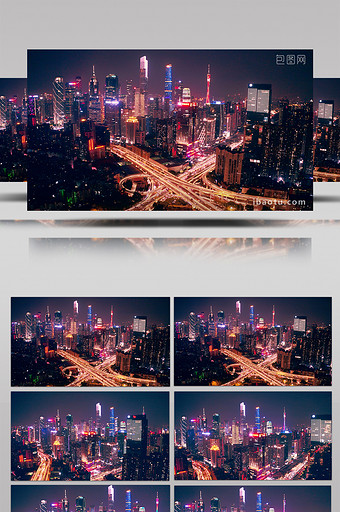 4k震撼航拍广州CBD城市繁华夜景图片