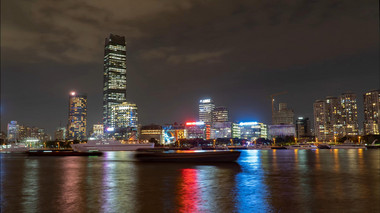 8k上海地标黄浦江夜景轮船城市延时摄影