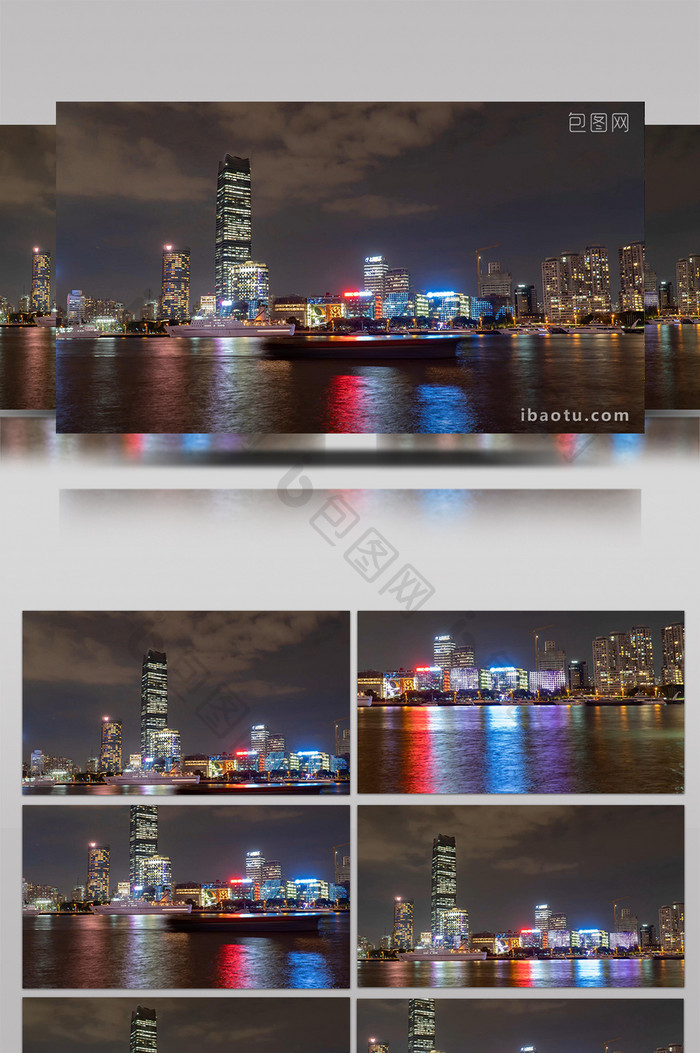 8k上海地标黄浦江夜景轮船城市延时摄影