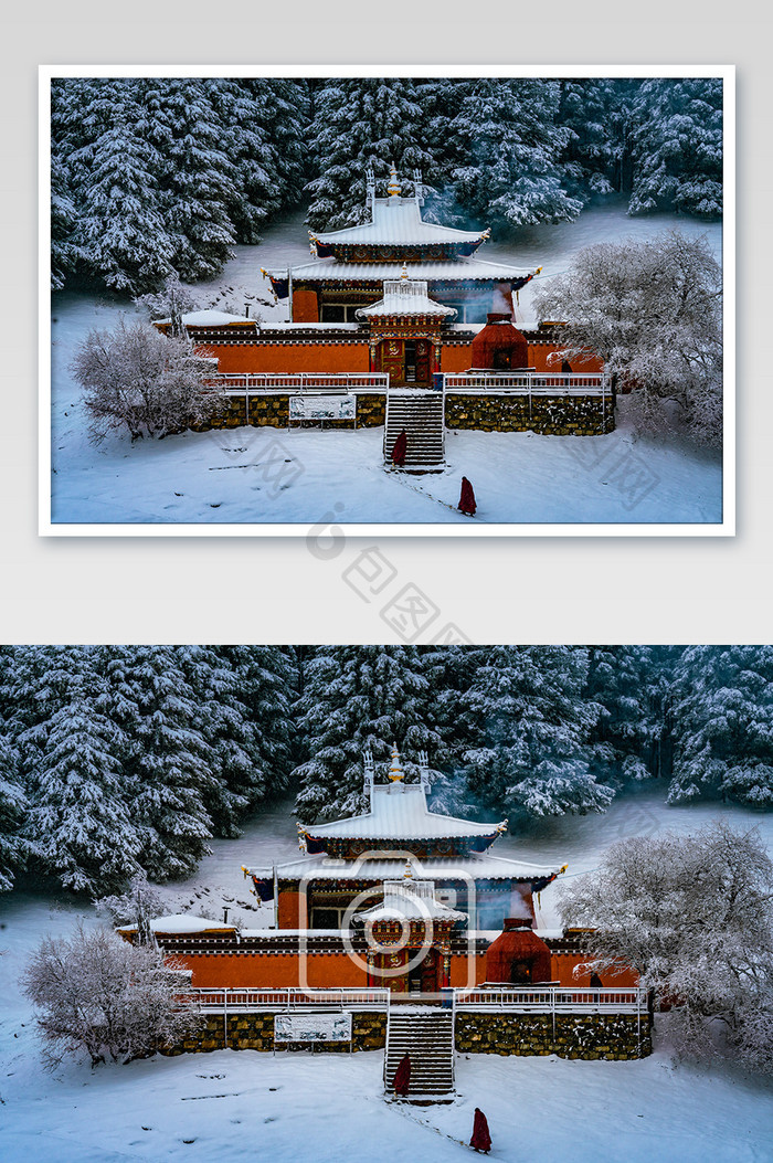 雪中的甘肃郎木寺风景