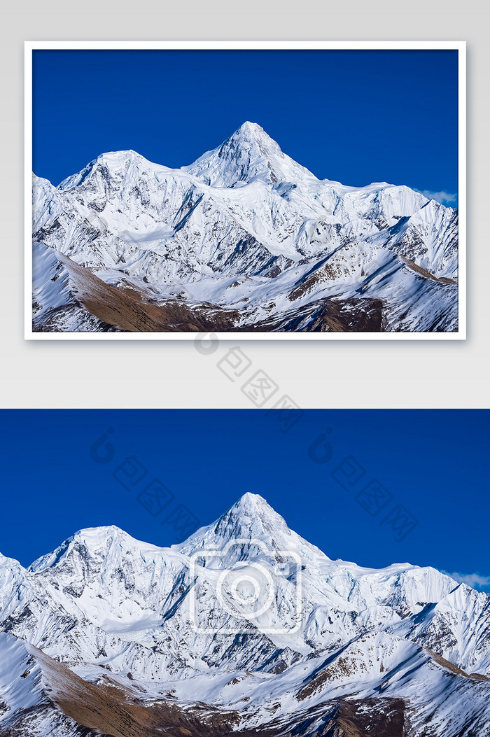 蓝天下的贡嘎雪山