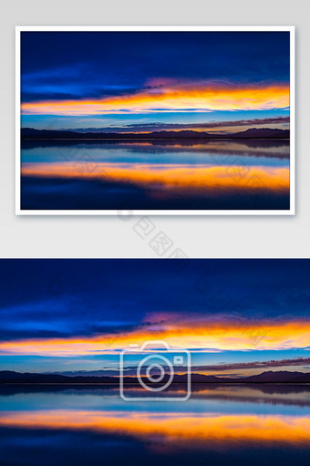 青海茶卡盐湖的夕阳图片