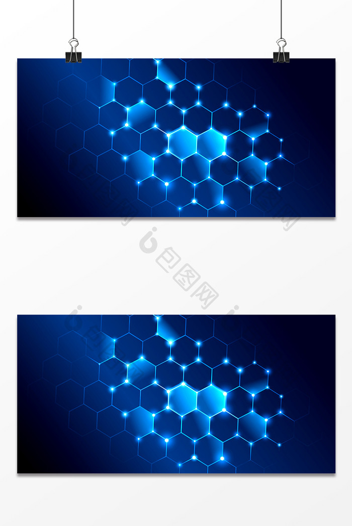 商务科技炫光几何六边形背景