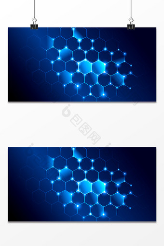 商务科技炫光几何六边形背景图片