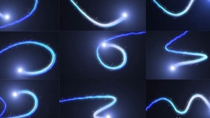9款蓝色粒子光线特效动画AE模板