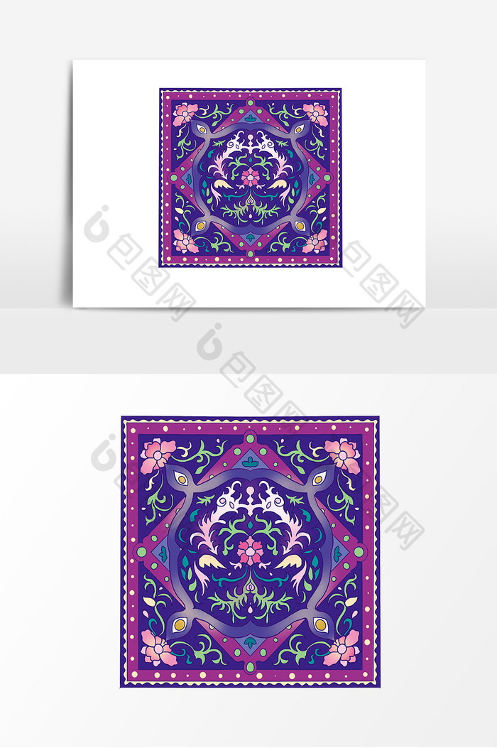 紫色系中式古典花纹设计