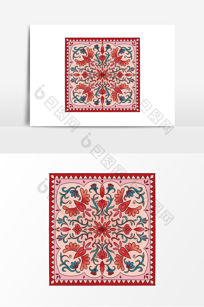 砖红色系中式古典花纹设计