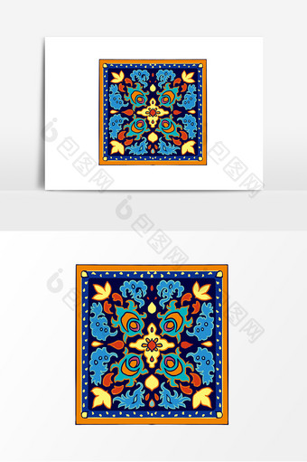 墨蓝色系中式古典花纹设计图片