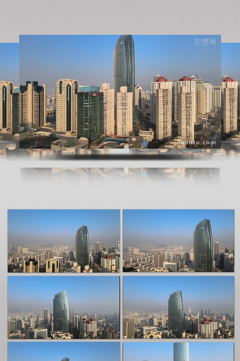 4K航拍青岛城市远雄国际广场大楼图片