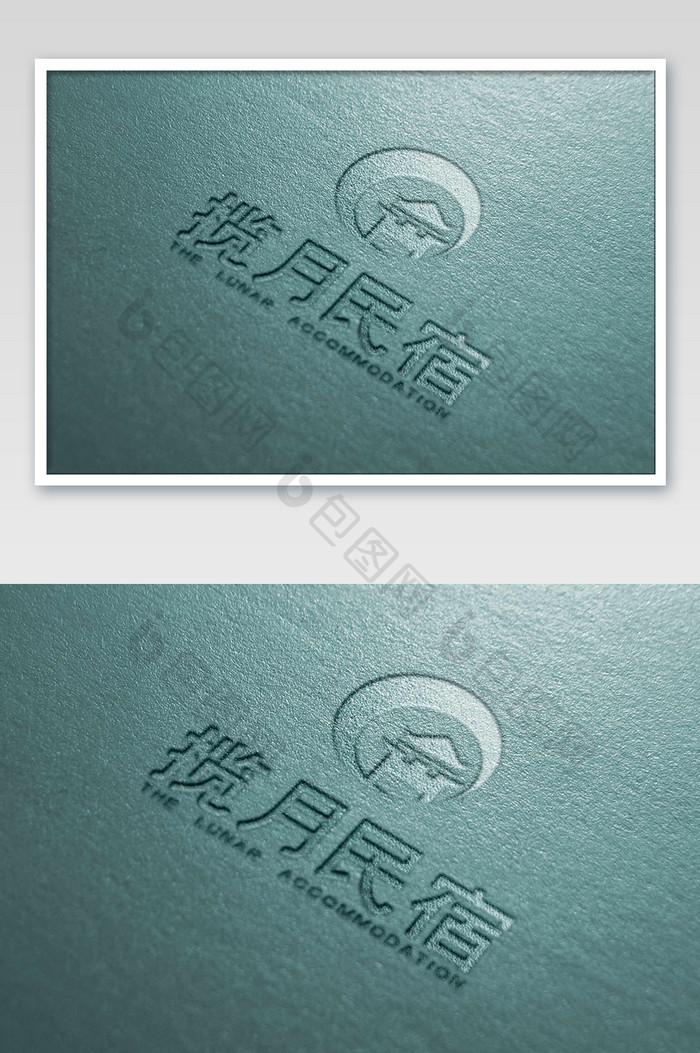 蓝色拉丝金属背景上烫印logo样机