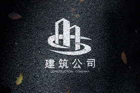 柏油路上的白色喷漆logo样机