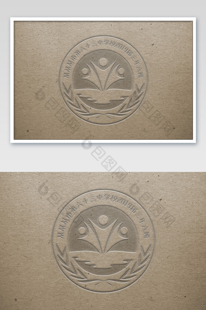 牛皮纸上的UV压痕烫印logo图片图片