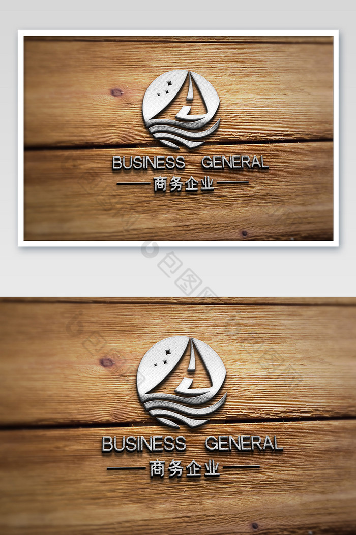木板上的银色拉丝金属logo图片图片