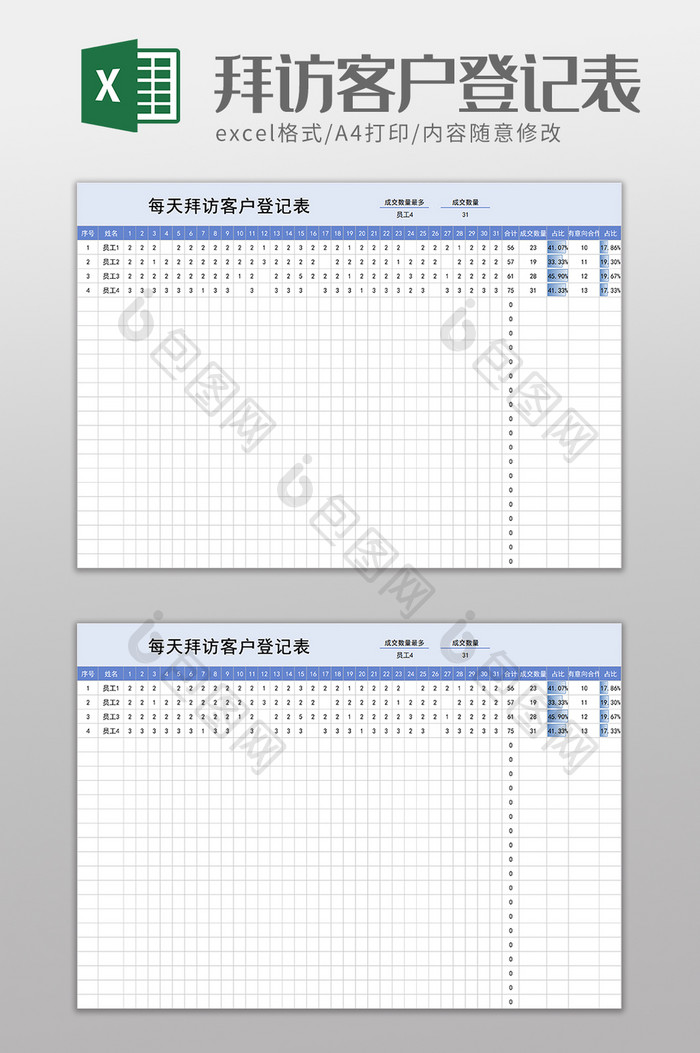 每天拜访客户登记表excel模板