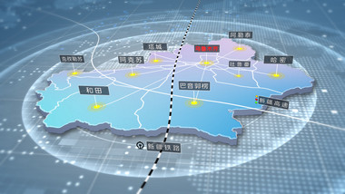 简洁新疆区域地图辐射定位AE模板