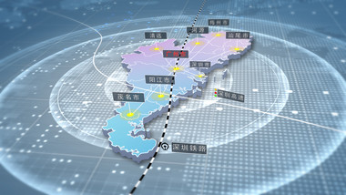 简洁广东区域地图辐射定位AE模板