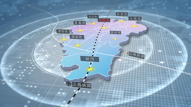 简洁江西区域地图辐射定位AE模板