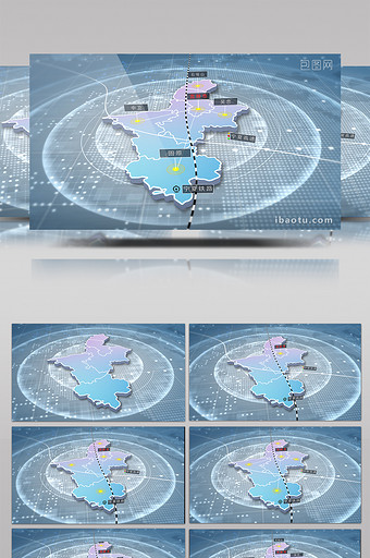 简洁宁夏区域地图辐射定位AE模板图片