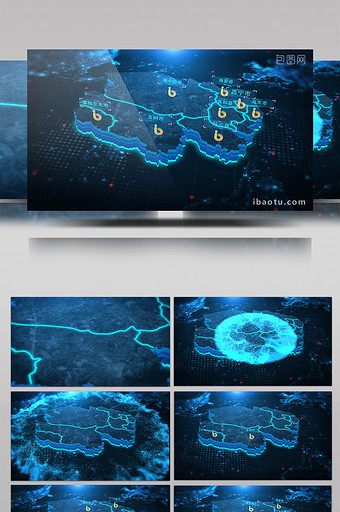 科技青海地图定位AE模板图片