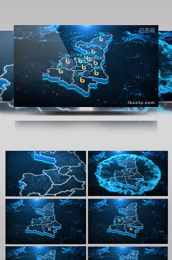 科技陕西地图定位AE模板图片