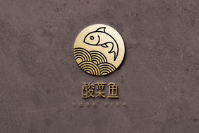 古铜背景金色渐变立体logo样机