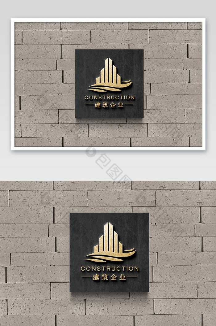 砖墙上铁艺金属logo图片图片