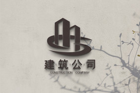 磨砂白墙上的古铜色铁艺logo样机