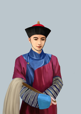 清朝太监人物插画古代古风清朝阿哥古代官员清朝大臣古代美女民国时期