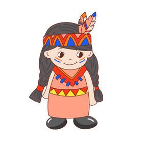印第安人物女孩插画