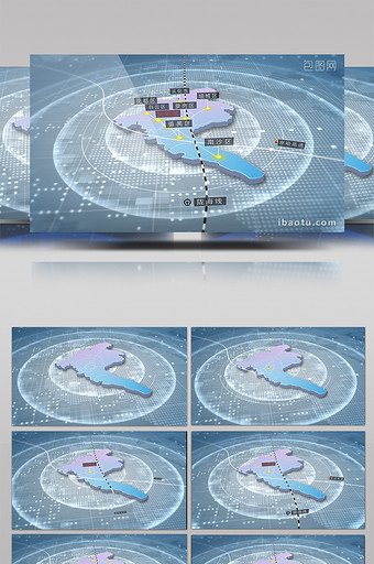 广州市区域地图辐射定位AE模板图片