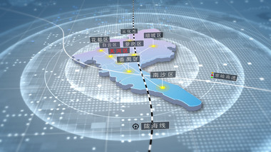 广州市区域地图辐射定位AE模板