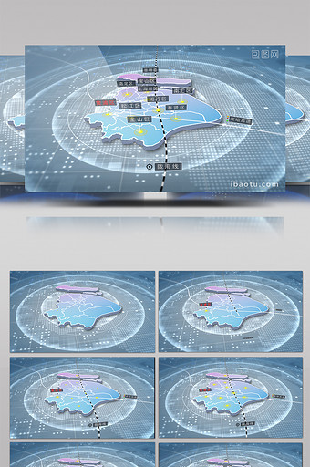 上海市区域地图辐射定位AE模板图片